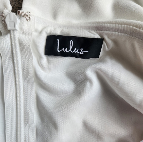 Lulus Off White Formal Grad Prom Off Shoulder Slit Dress Size XS - Picture 7 of 12